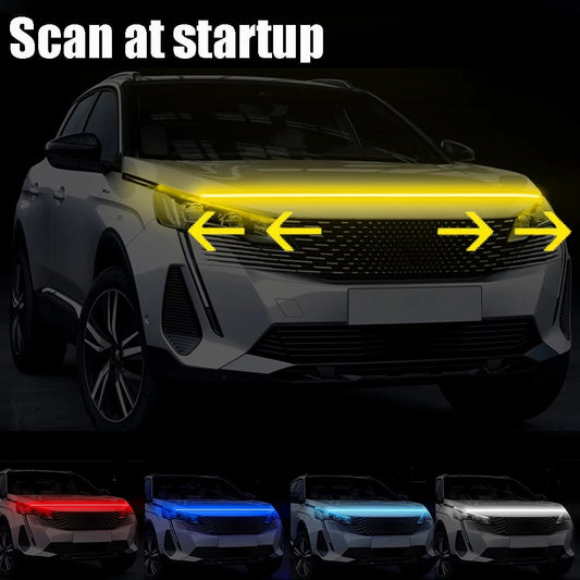 1pcs Car Daytime Running Lights  Hood Light Strip Through-type Auto Modified Front Headlight Upgrade Cuttable Decorative Light